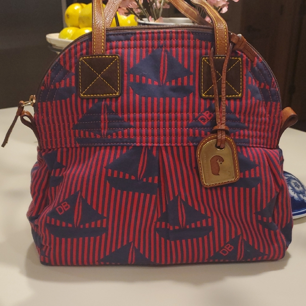 Dooney & Bourke Red and Blue Purse with Nautical Design